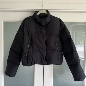 Athleta Summit Cropped Puffer Jacket with High Collar, Black, L